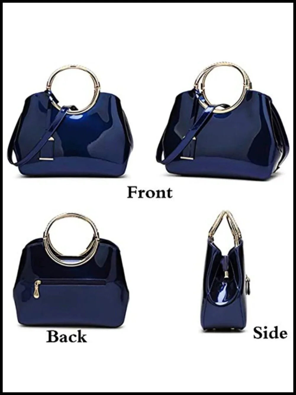 Patent Leather Top Handle Satchel Tote with Pendant for Women